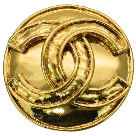 CHANEL Authentic Gold Logo Brooch